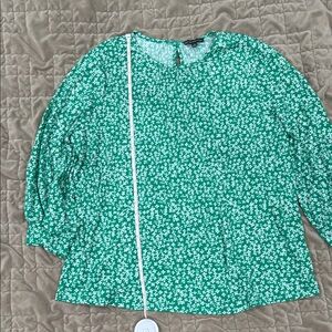 Adrianna Papell Green and White Shamrock Top